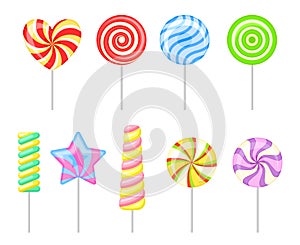Set of multi-colored lollipops. Vector illustration on a white background.