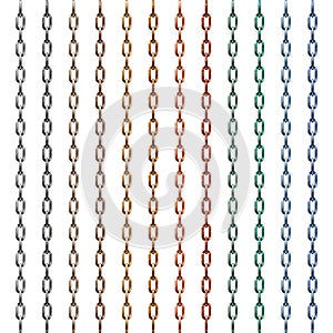 Set of multi-colored metal chain