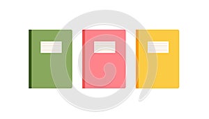 A set of multi-colored notebooks. Vector illustration isolated on white background