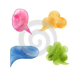 Set of multi-colored water color speech bubbles