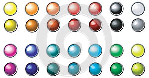Set of multi-coloured round buttons