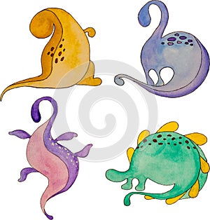 Set of multicolor cartoon dinosaurs for kids. Vector illustration