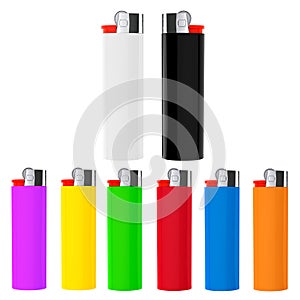 Set of Multicolor closeup cigarette lighters