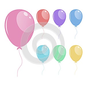 Set of multicolored balloons isolated on a white background. Vector illustration. Icon, sign, design element. For