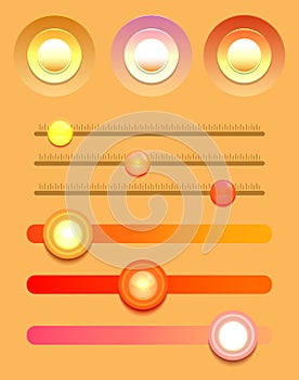 Set of multicolored buttons and varios sliders.