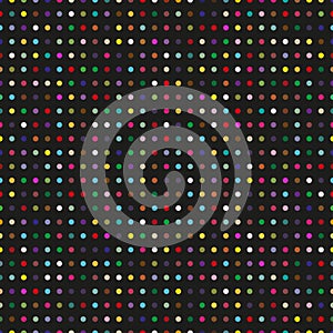 Set of multicolored circles on a black background. Seamless pattern