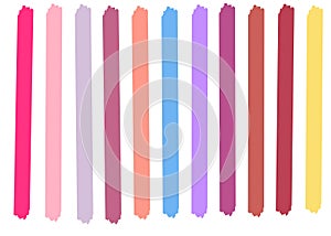 Set of multicolored colorful hand painted lines for your decor and design. Geometric background.