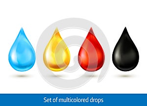 Set of multicolored drops. Vector