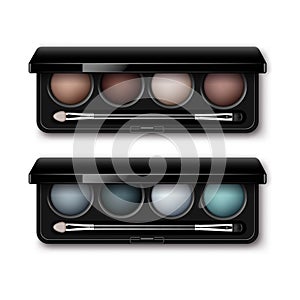 Set of MultiColored Eye Shadows, Makeup Applicator