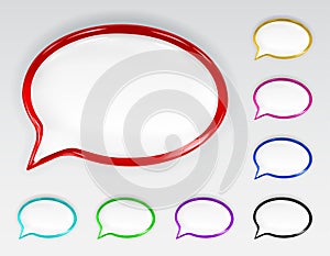 Set of multicolored glossy speech bubbles