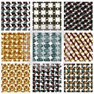 Set of multicolored grate seamless patterns