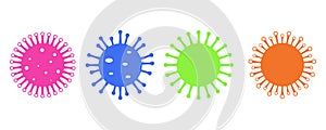 Set of multicolored icons in a flat style bacteria coronavirus on a white background. Chinese pandemic. Dangerous infection. Signs