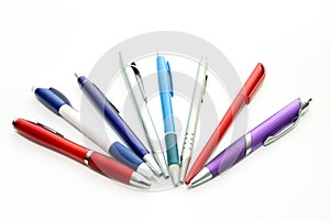 Set of multicolored office pens