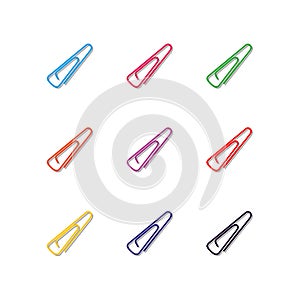 Set of multicolored paper clips, vector illustration.