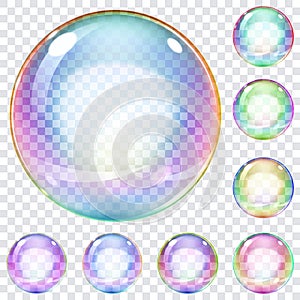 Set of multicolored soap bubbles