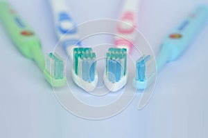 Set of multicolored toothbrushes