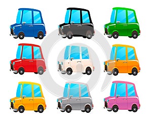 Set of multicolored toy cars