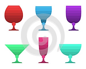 Set of multicolored wineglass
