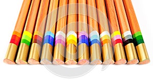 Set of multicoloured pencils isolated on white background