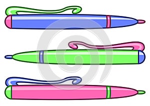 Set of multicoloured pens