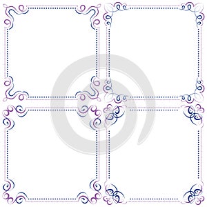 Set Multilayer vector violet blue elegant frame