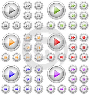 Set of multimedia buttons.