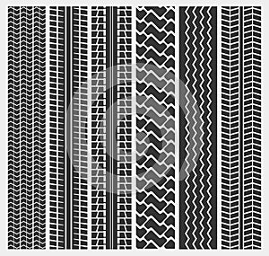 Set of multiple car tire or truck tyre patterns