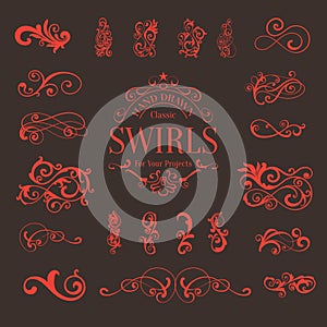 Set of multiple different classic swirls