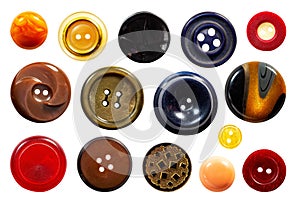 Set of a multiple old sew-through cloth buttons