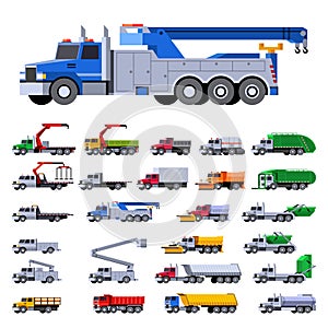 Set of municipal service truck icons