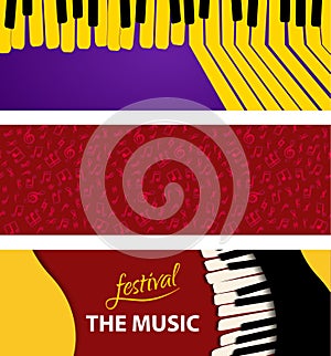 Set Music abstract background. piano keys on color background.