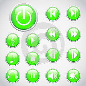 Set of music buttons