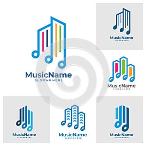 Set of Music City Logo Vector Icon Illustration. City Music logo design template