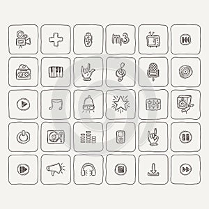 Set of Music Doodle Icons.