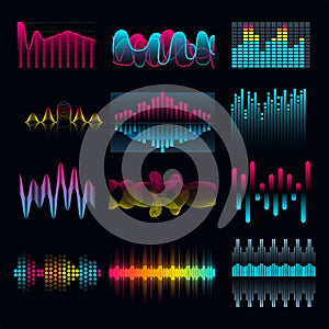 Set of music equalizer audio waves