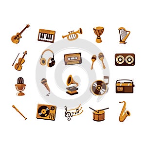 set of music icons. Vector illustration decorative design