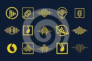 Set of music logo design vector with creative element concept