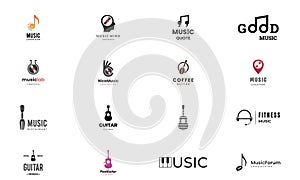 set of music logos collection template