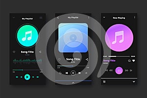 Set of music player app for mobile phones.