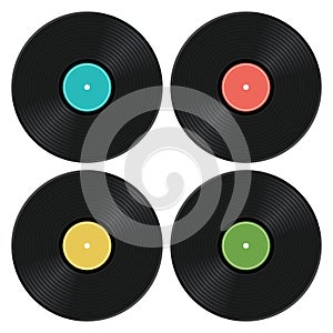 Set of music retro vinyl record icons. vector