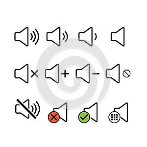 Set of music sound icon, audio volume symbol. Vector illustration graphic for app, web and media