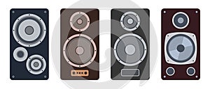 Set of music speakers. Vector music speakers flat icons