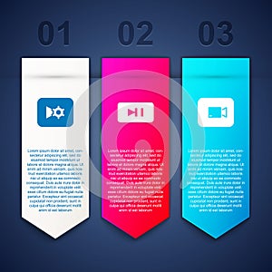 Set Music or video settings, Pause button and Play. Business infographic template. Vector