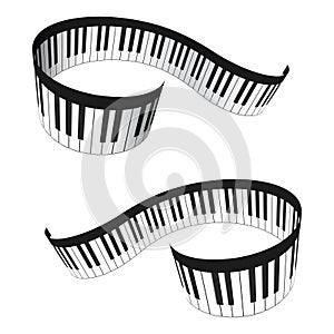 Set of musical 3D piano keyboard in perspective. Realistic piano keys in isometric style. Musical instrument keyboard