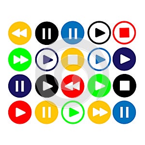 Set of musical buttons multi-colored. Flat design