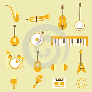 Set musical flat icons