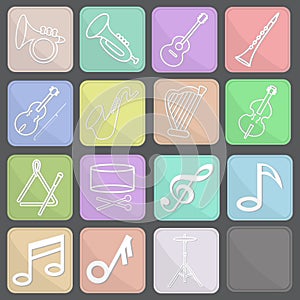 Set of musical icons in the style of flat