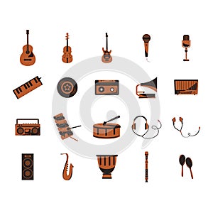 Set of musical instruments. Vector illustration decorative design