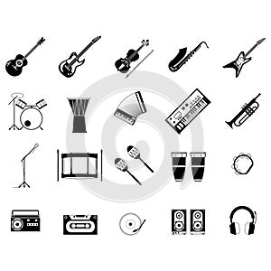 Set of musical instruments. Vector illustration decorative design