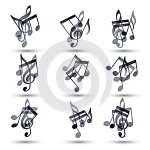 Set of musical notes icons.